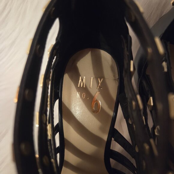 MIX No.6 Danela Black Leather Studded Embellished Stiletto Heel Pumps Size 7.5 - Picture 12 of 12